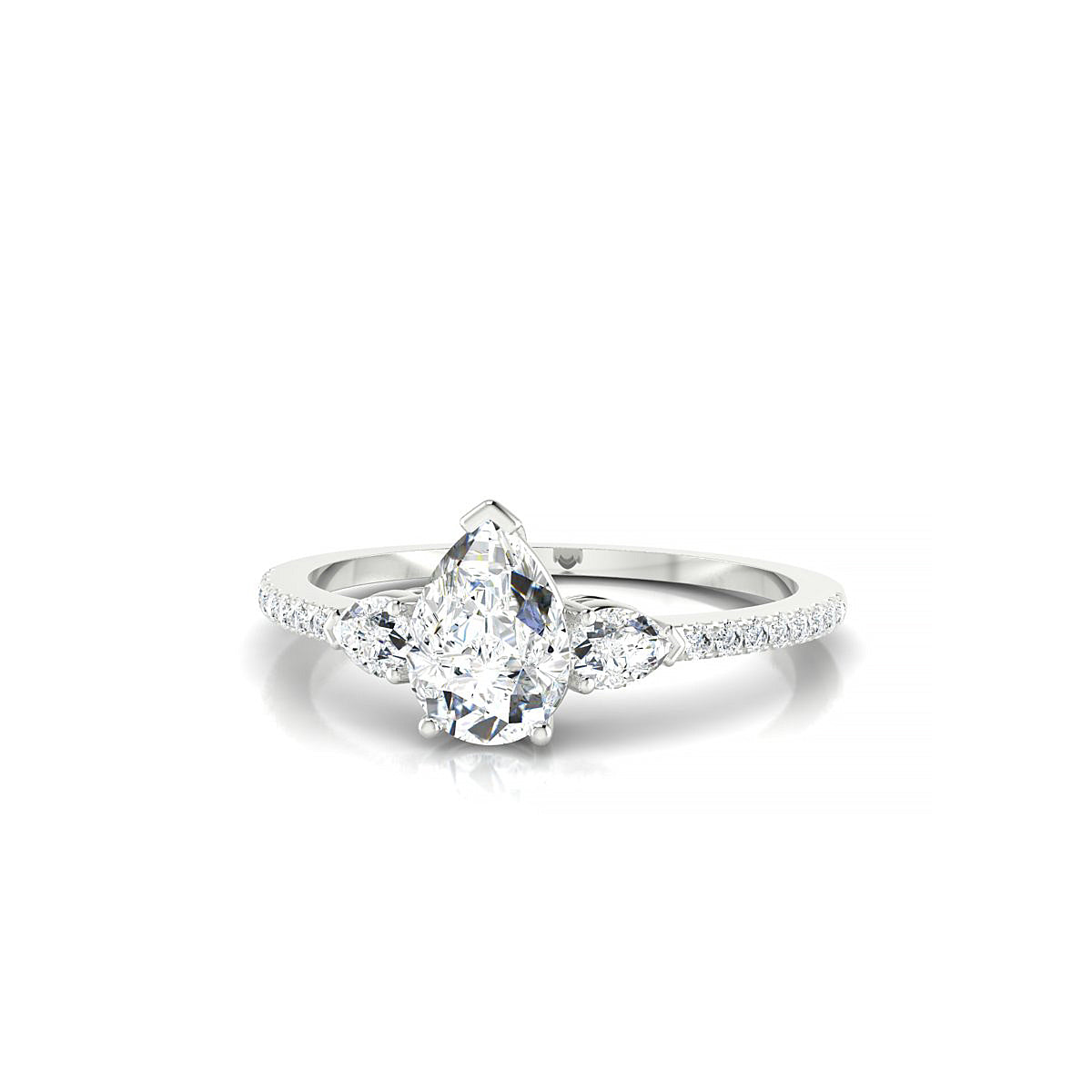 Waterfall | 18k White Gold 7 x 5 mm Pear Diamond Ring
