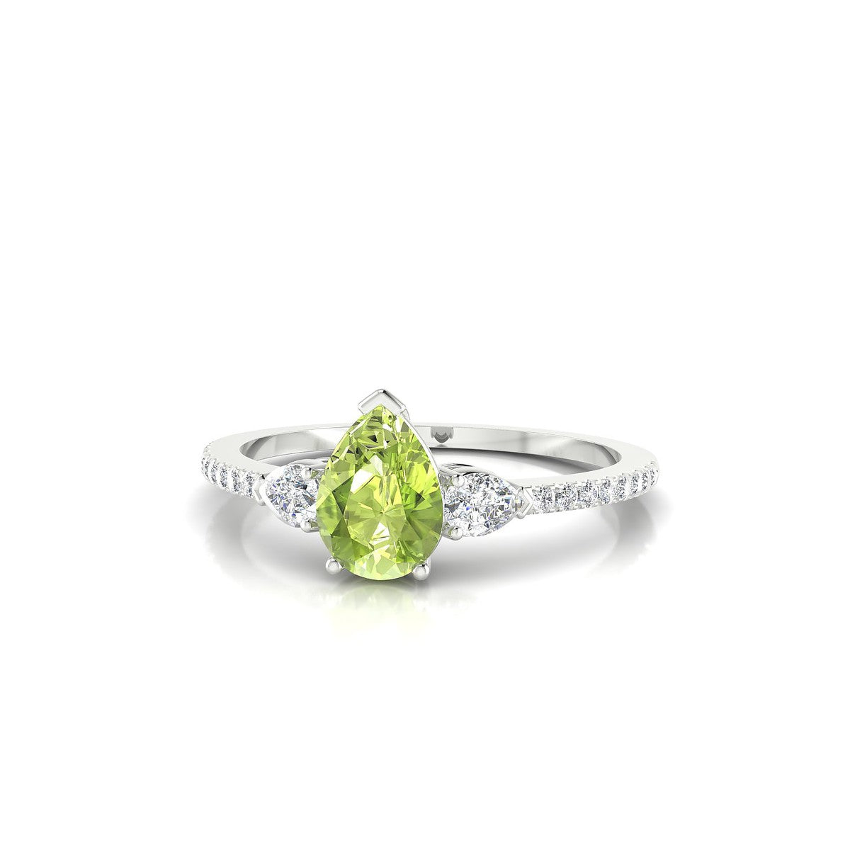 Waterfall | 18k White Gold 7 x 5 mm Pear Peridot Ring