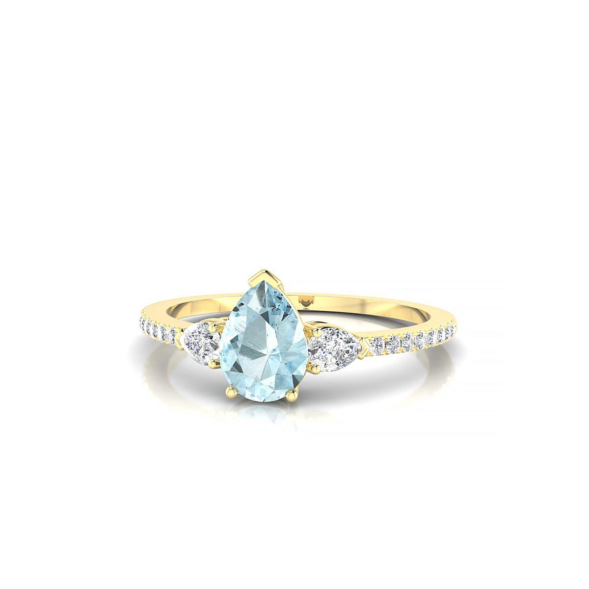Waterfall | 18k Yellow Gold 7 x 5 mm Pear Aquamarine Ring