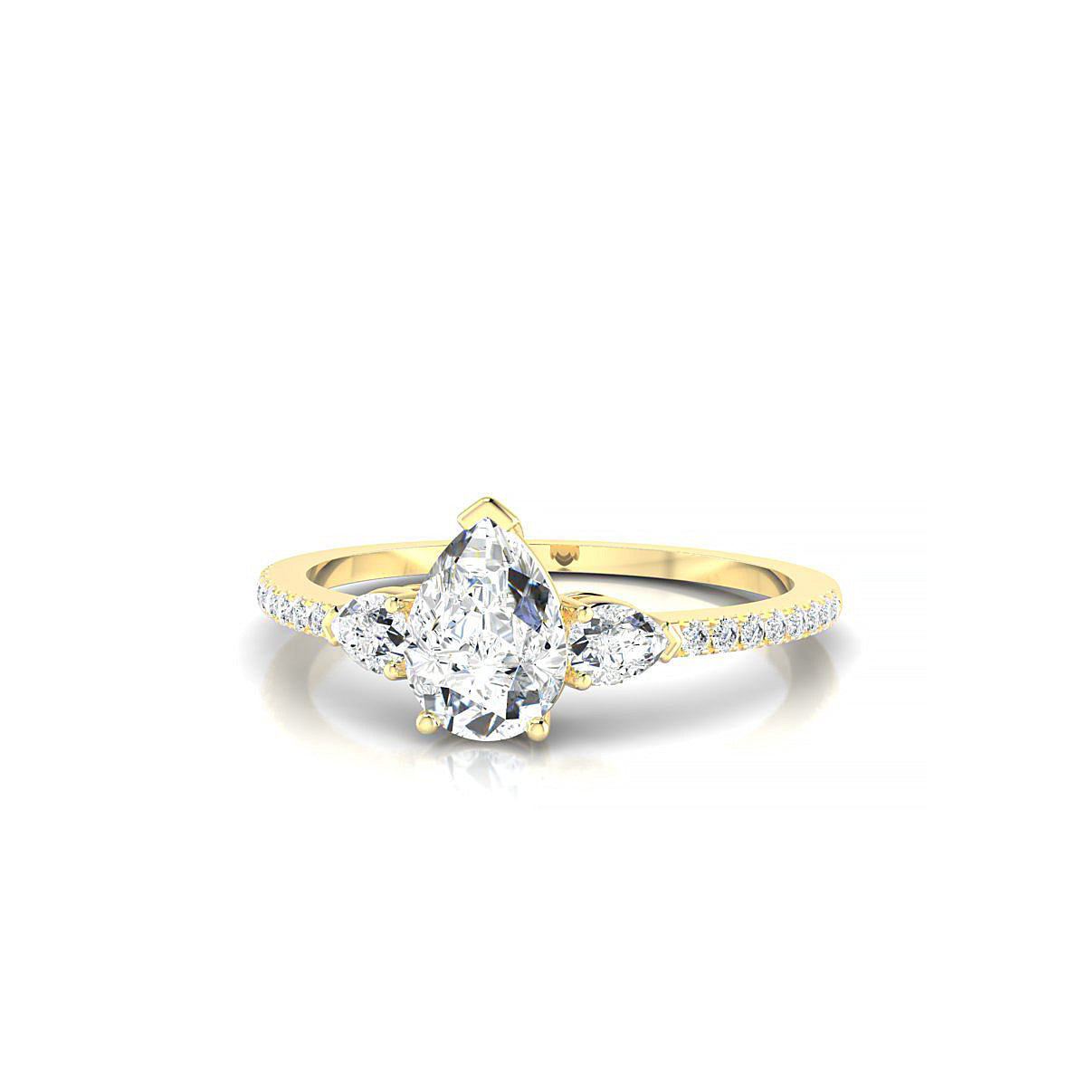 Waterfall | 18k Yellow Gold 7 x 5 mm Pear Diamond Ring