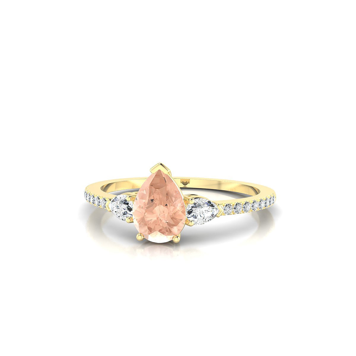 Waterfall | 18k Yellow Gold 7 x 5 mm Pear Morganite Ring