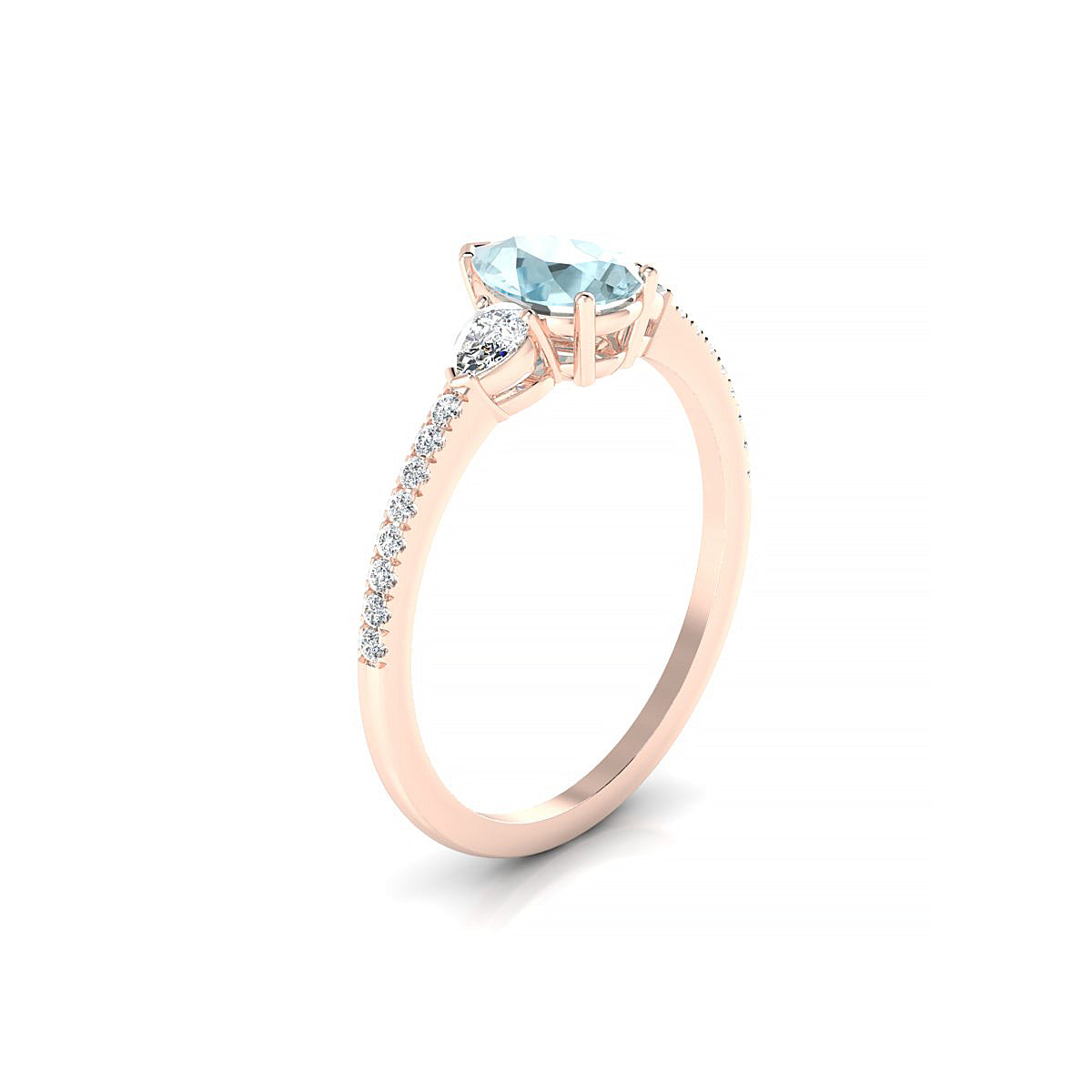 Waterfall | 18k Rose Gold 7 x 5 mm Pear Aquamarine Ring