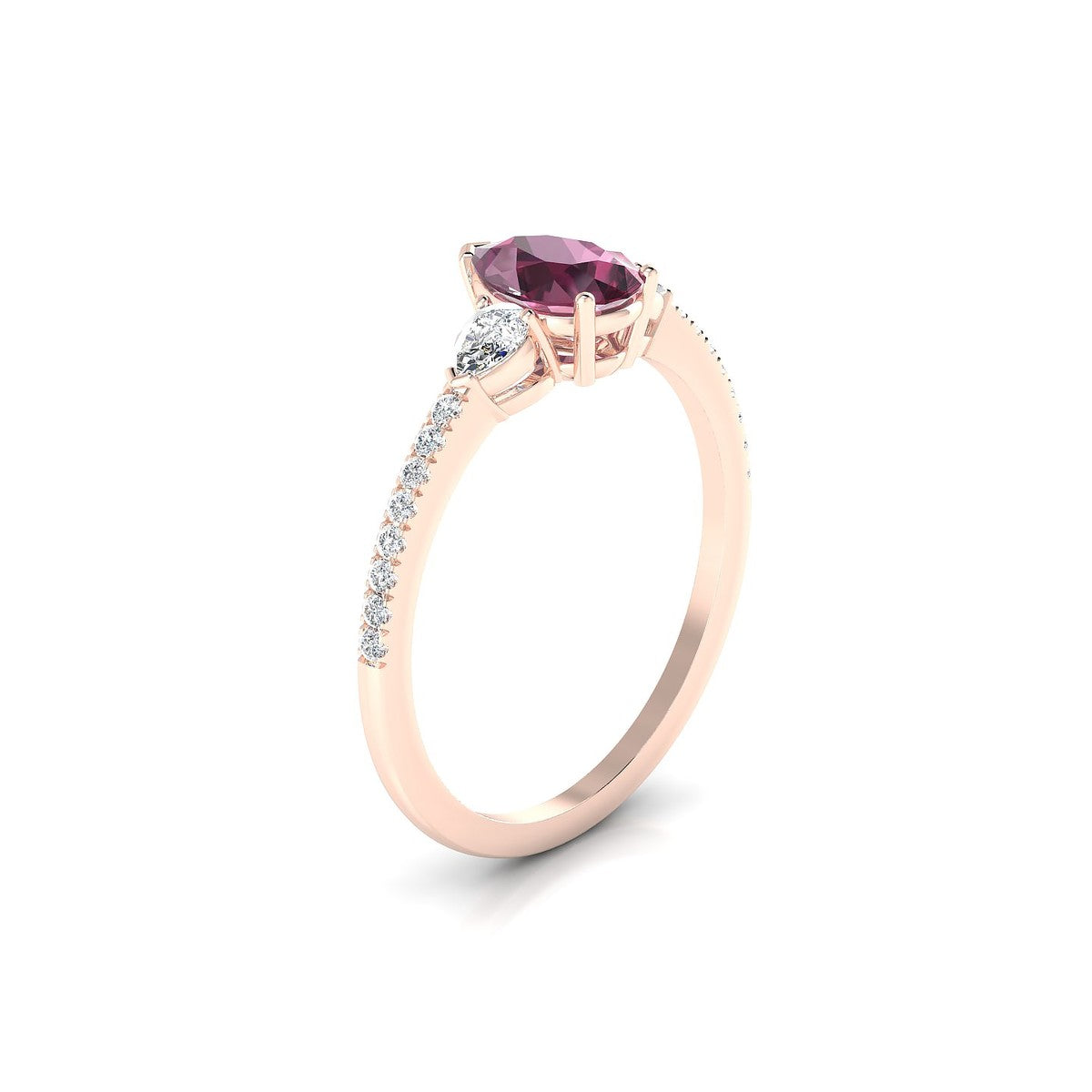 Waterfall | 18k Rose Gold 7 x 5 mm Pear Rhodolite Ring
