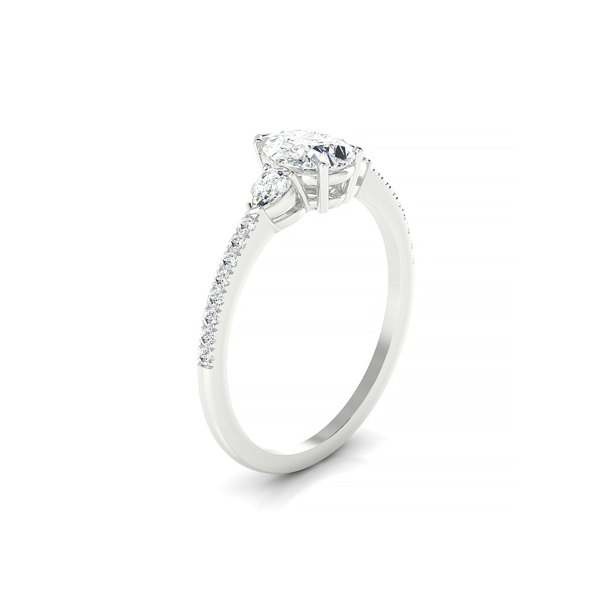 Waterfall | 18k White Gold 7 x 5 mm Pear Diamond Ring