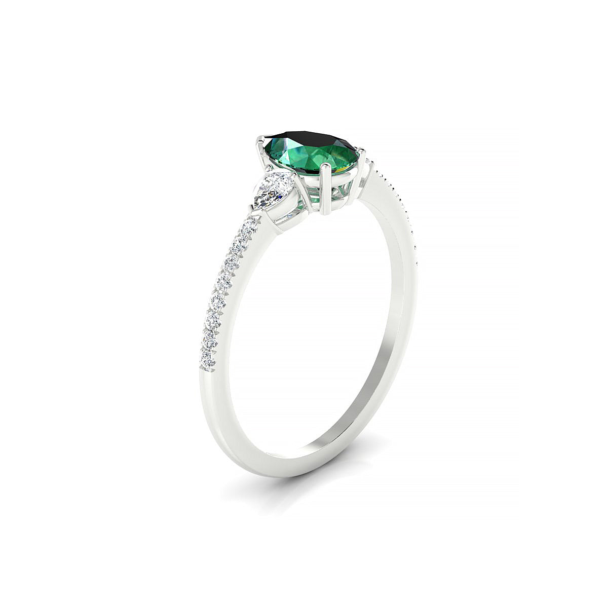 Waterfall | 18k White Gold 7 x 5 mm Pear Emerald Ring
