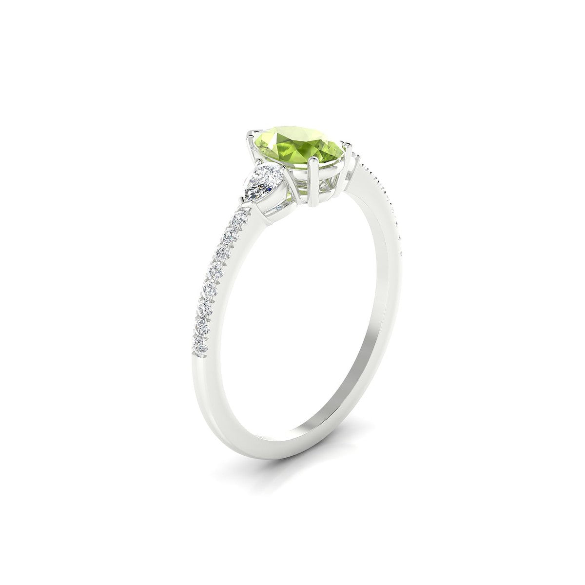Waterfall | 18k White Gold 7 x 5 mm Pear Peridot Ring