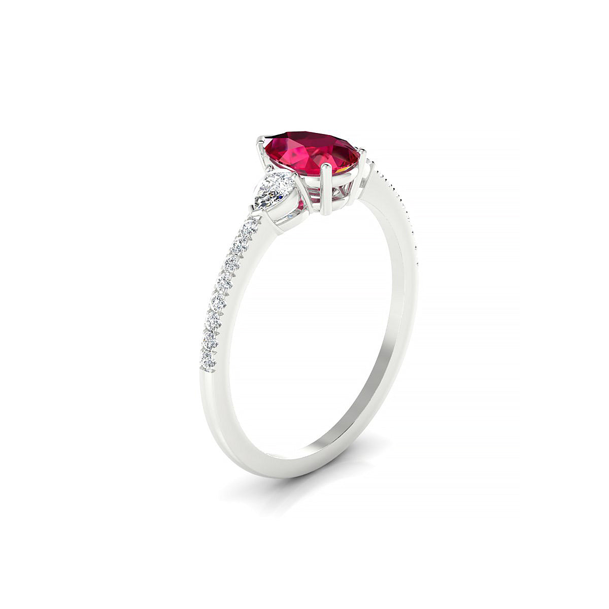 Waterfall | 18k White Gold 7 x 5 mm Pear Ruby Ring