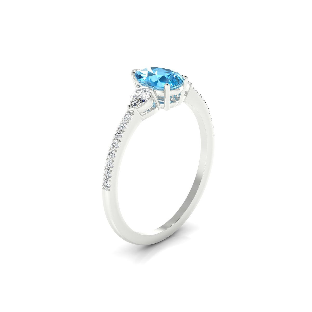 Waterfall | 18k White Gold 7 x 5 mm Pear Topaz Ring