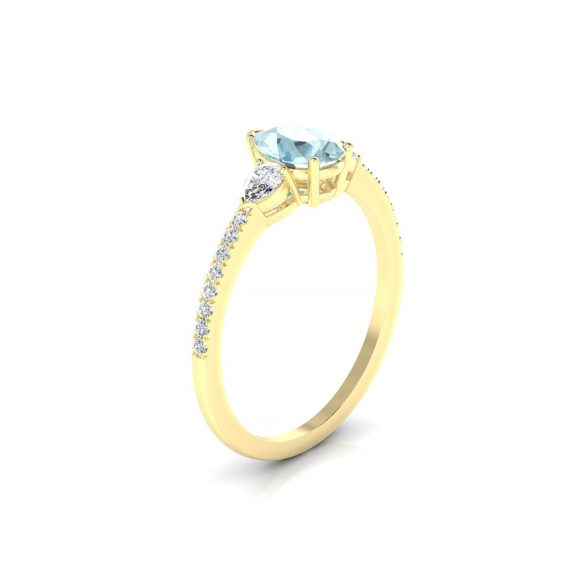 Waterfall | 18k Yellow Gold 7 x 5 mm Pear Aquamarine Ring