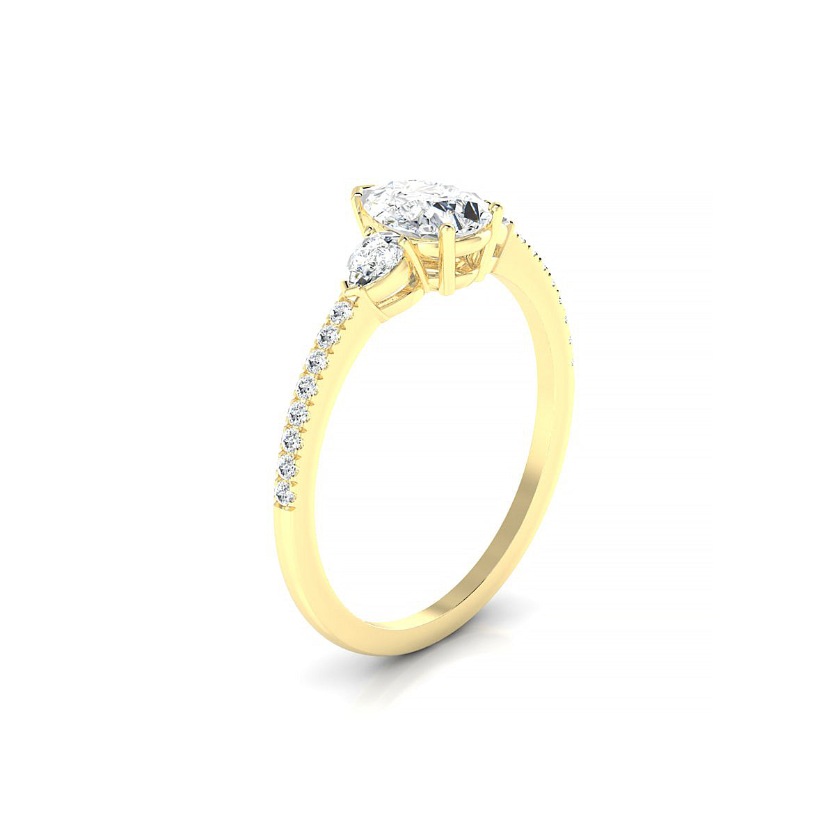 Waterfall | 18k Yellow Gold 7 x 5 mm Pear Diamond Ring