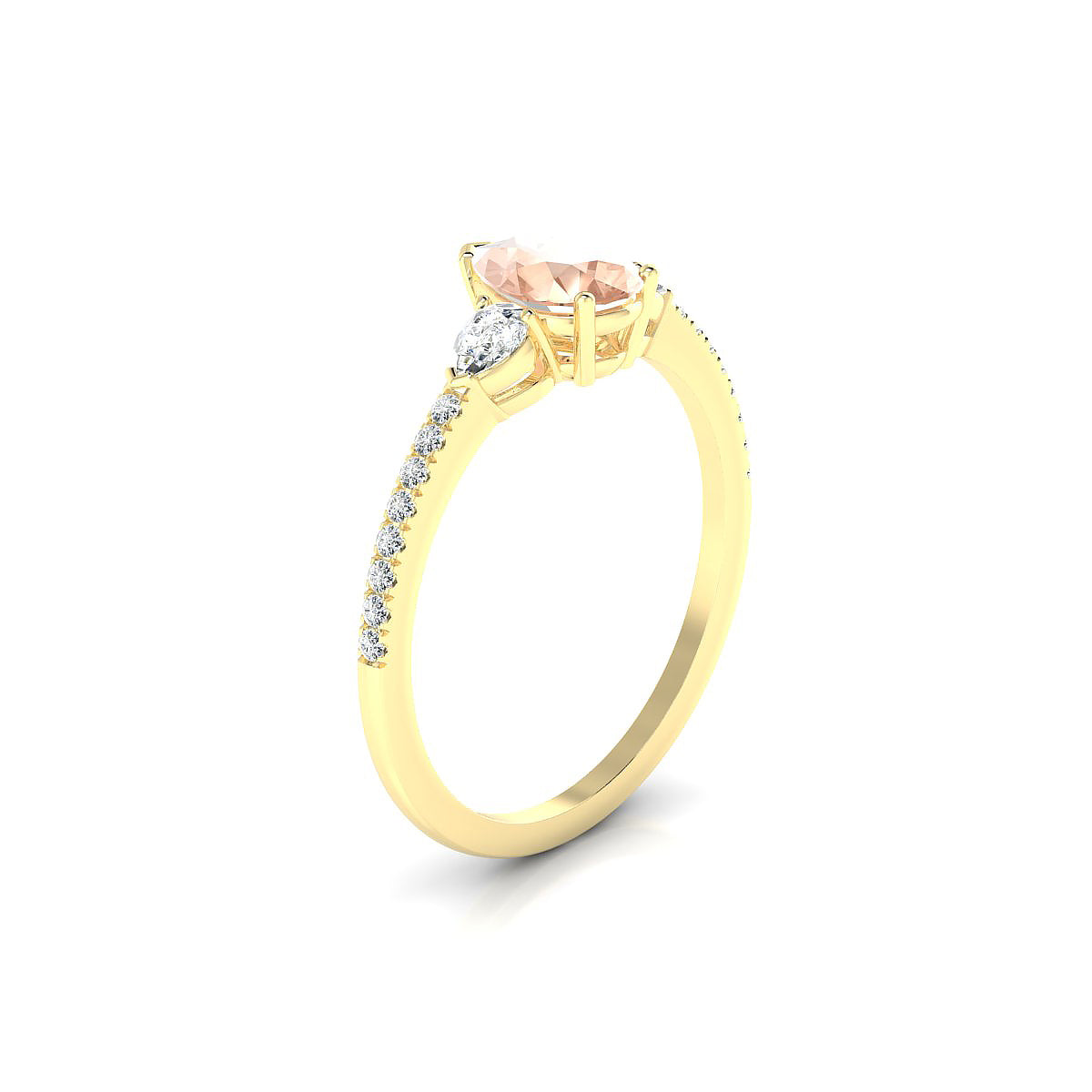 Waterfall | 18k Yellow Gold 7 x 5 mm Pear Morganite Ring