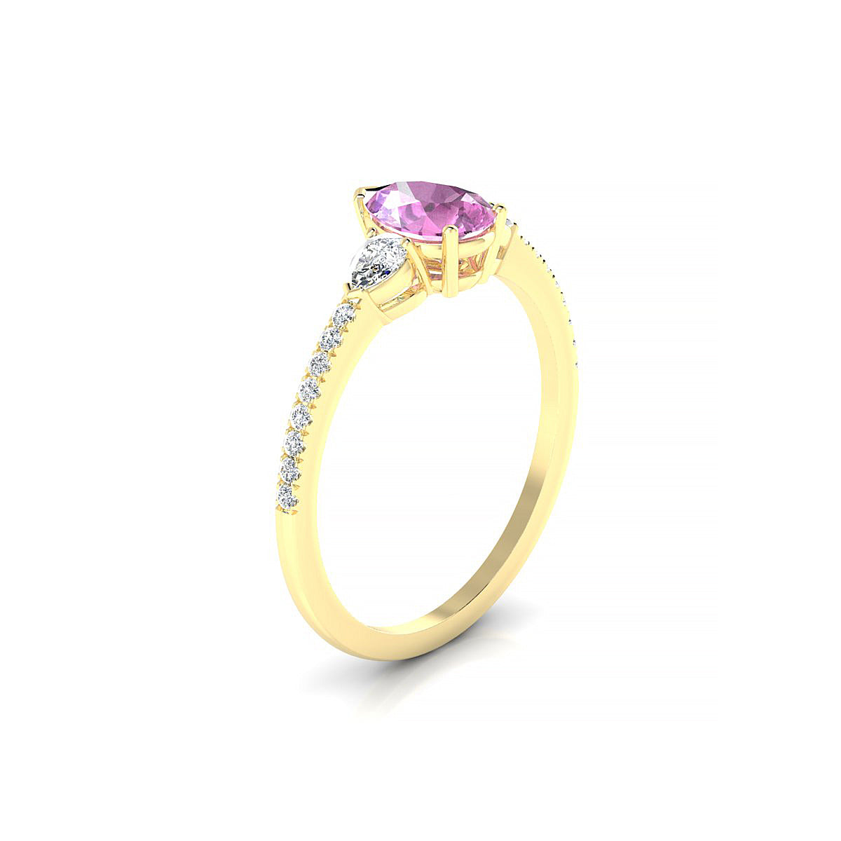Waterfall | 18k Yellow Gold 7 x 5 mm Pear Pink Sapphire Ring