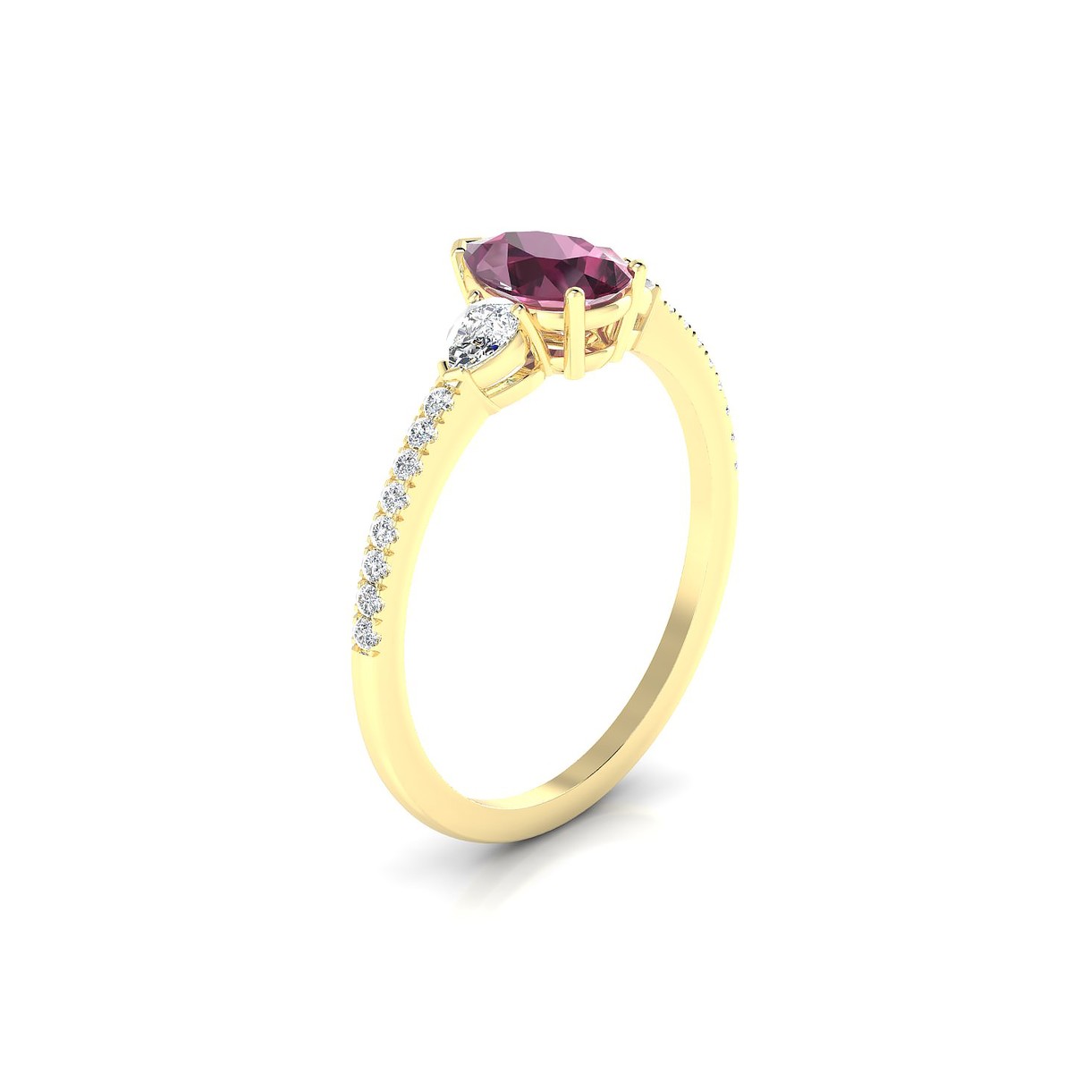Waterfall | 18k Yellow Gold 7 x 5 mm Pear Rhodolite Ring