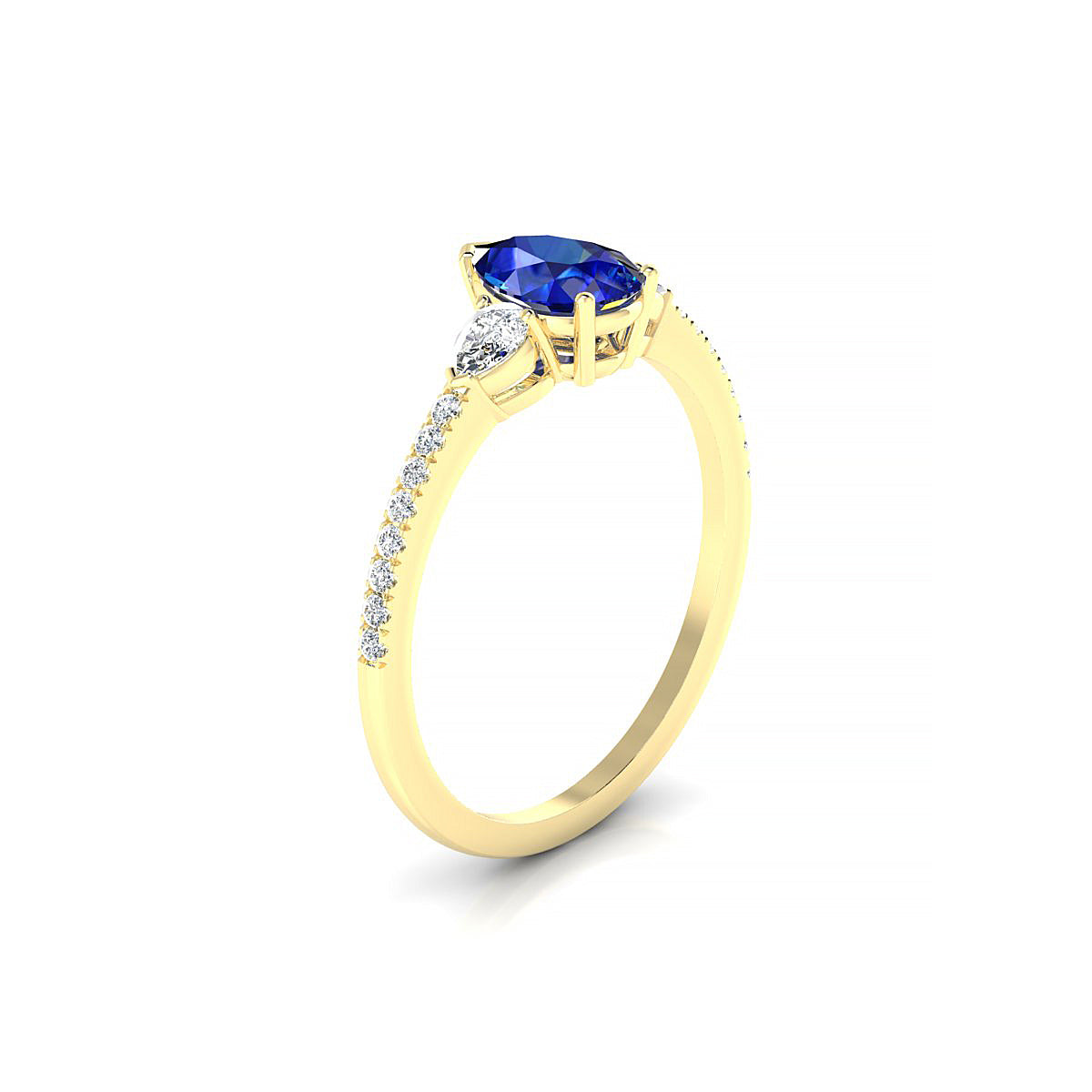 Waterfall | 18k Yellow Gold 7 x 5 mm Pear Sapphire Ring