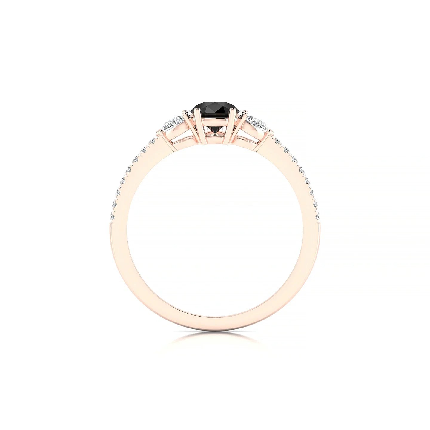 Waterfall | 18k Rose Gold 7 x 5 mm Pear Black Diamond Ring