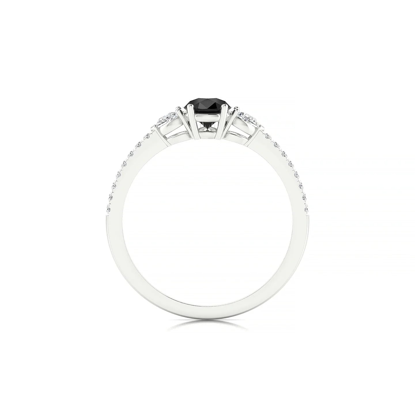 Waterfall | 18k White Gold 7 x 5 mm Pear Black Diamond Ring