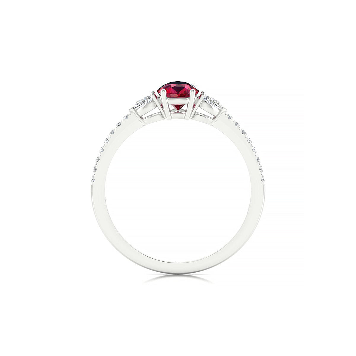 Waterfall | 18k White Gold 7 x 5 mm Pear Ruby Ring