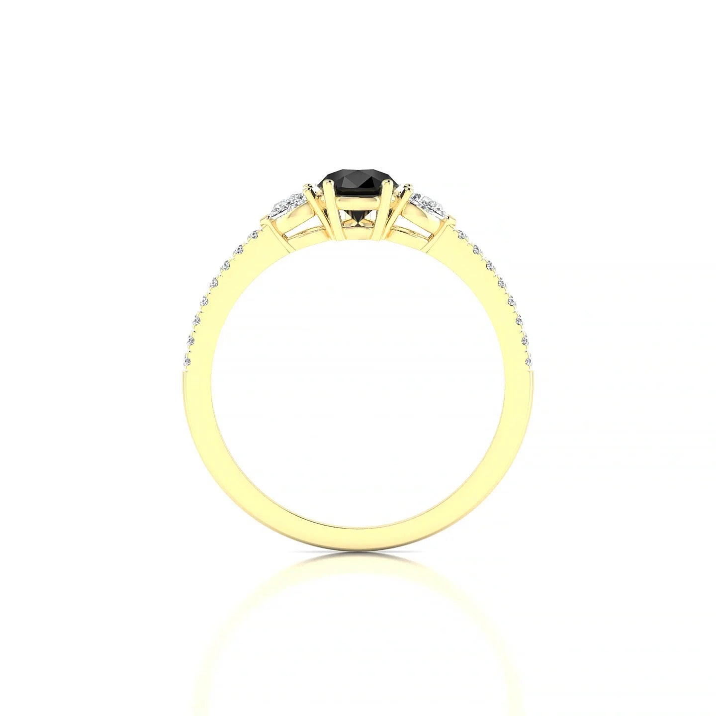 Waterfall | 18k Yellow Gold 7 x 5 mm Pear Black Diamond Ring