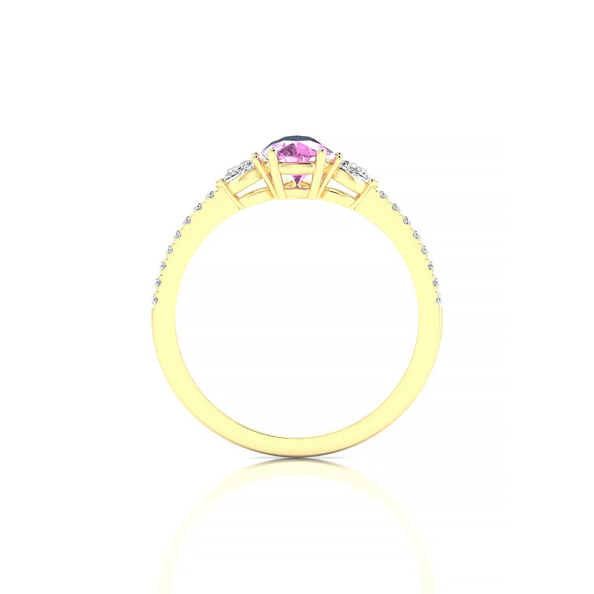 Waterfall | 18k Yellow Gold 7 x 5 mm Pear Pink Sapphire Ring