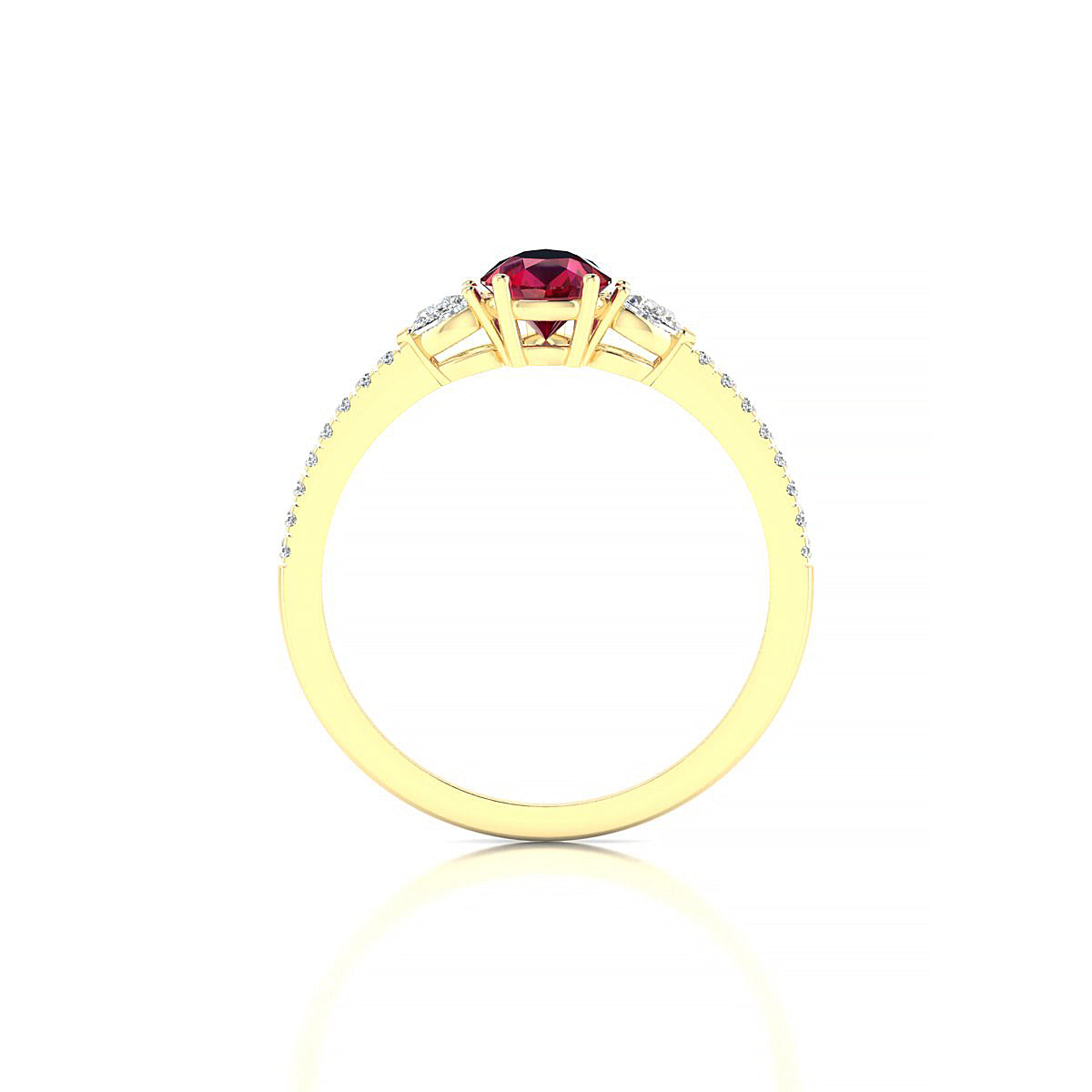 Waterfall | 18k Yellow Gold 7 x 5 mm Pear Ruby Ring