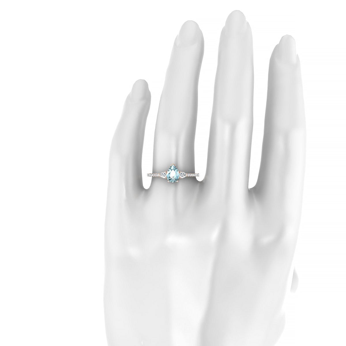 Waterfall | 18k Rose Gold 7 x 5 mm Pear Aquamarine Ring