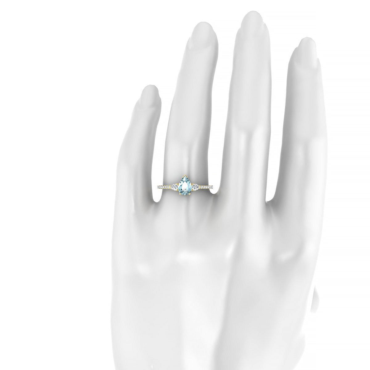 Waterfall | 18k Yellow Gold 7 x 5 mm Pear Aquamarine Ring