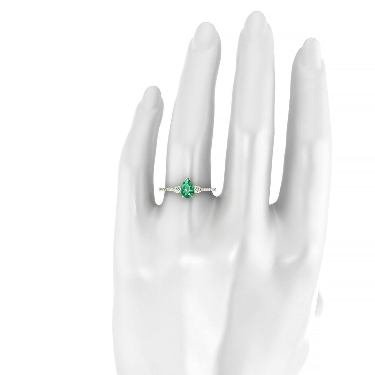 Waterfall | 18k Yellow Gold 7 x 5 mm Pear Emerald Ring