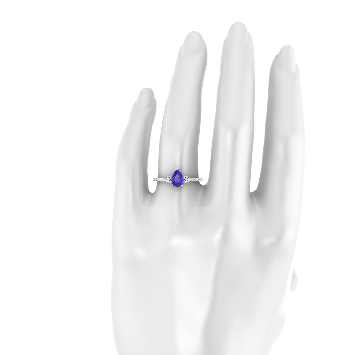 Waterfall | 18k Yellow Gold 7 x 5 mm Pear Tanzanite Ring