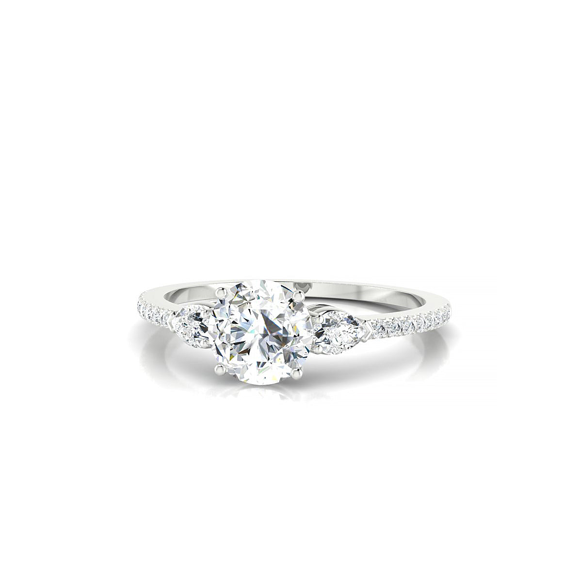 Waterfall | 18k White Gold 5.7 mm Round Diamond Ring