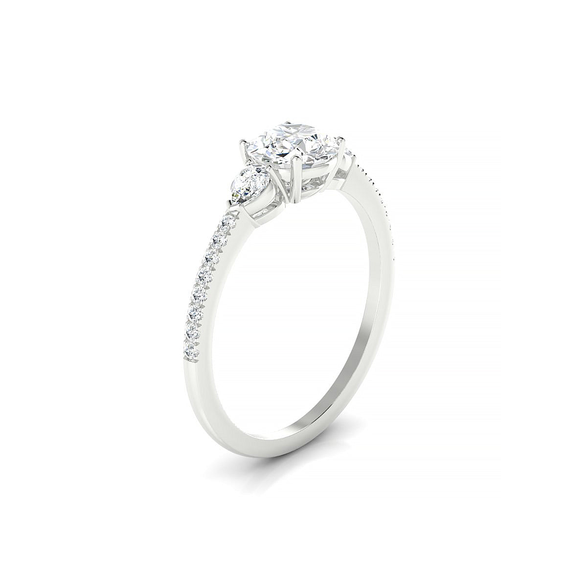 Waterfall | 18k White Gold 5.7 mm Round Diamond Ring