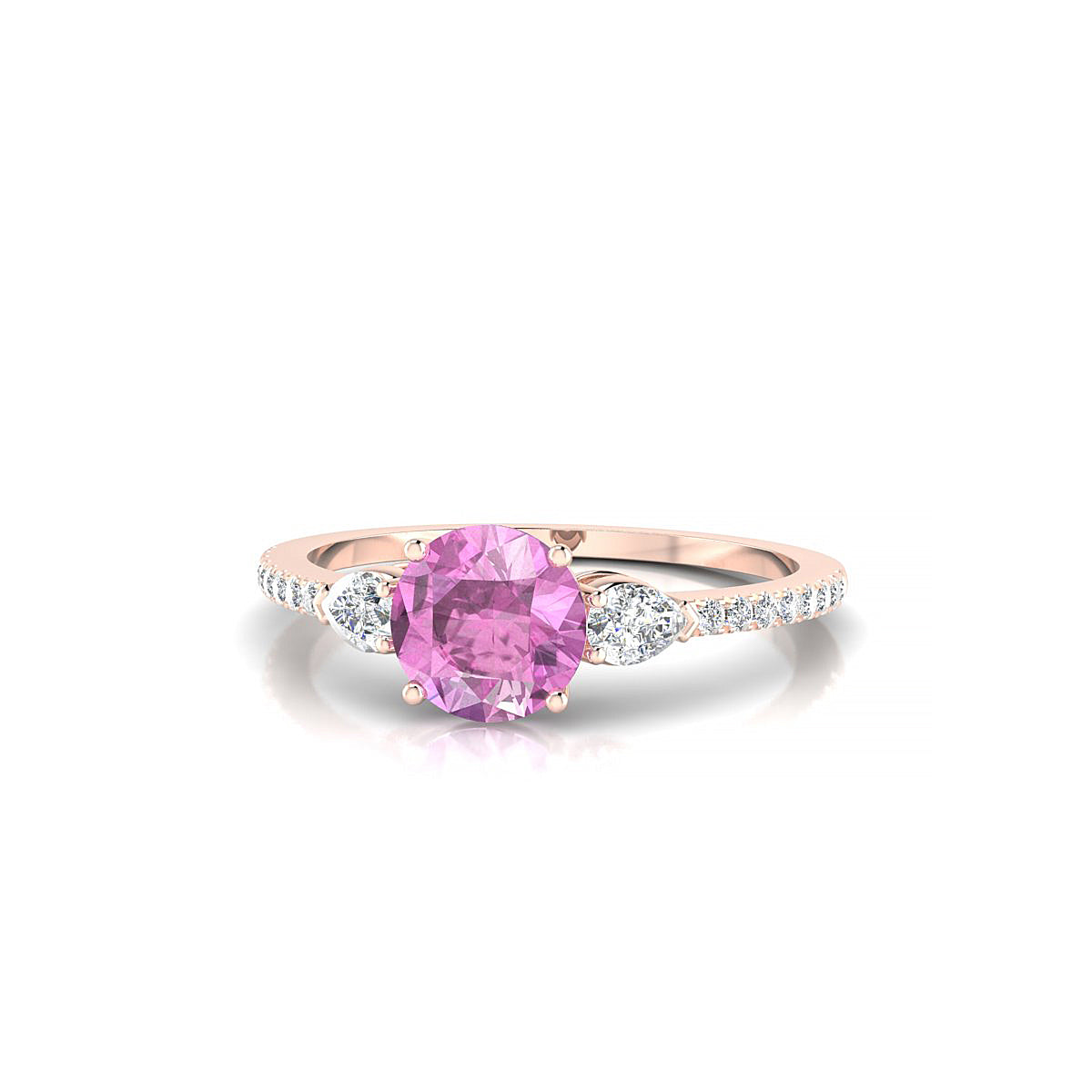 Waterfall | 18k Rose Gold 6 mm Round Pink Sapphire Ring