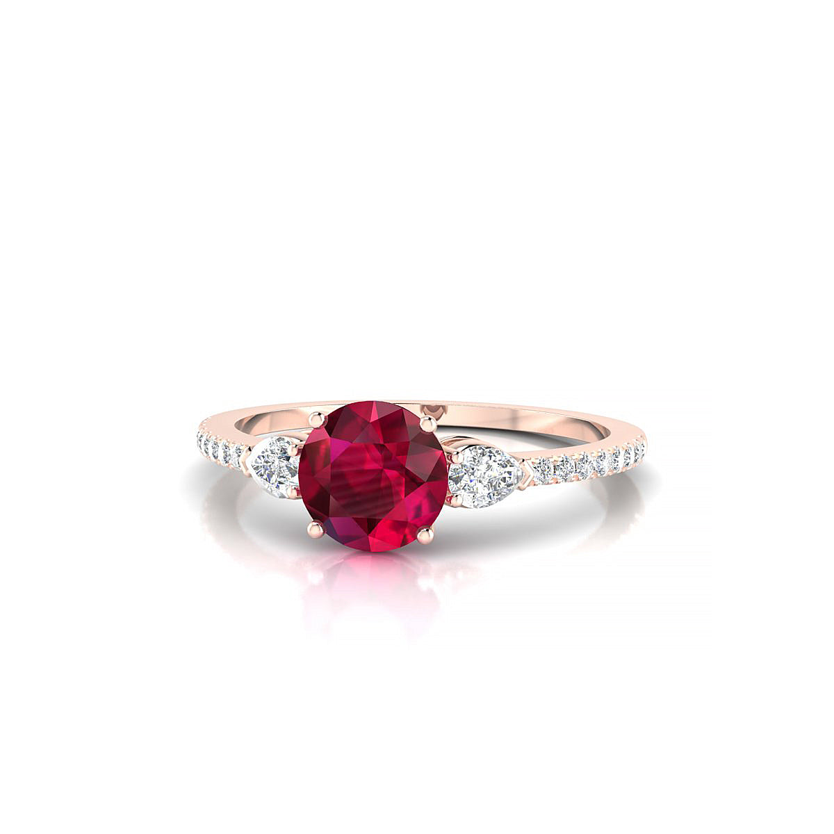 Waterfall | 18k Rose Gold 6 mm Round Ruby Ring