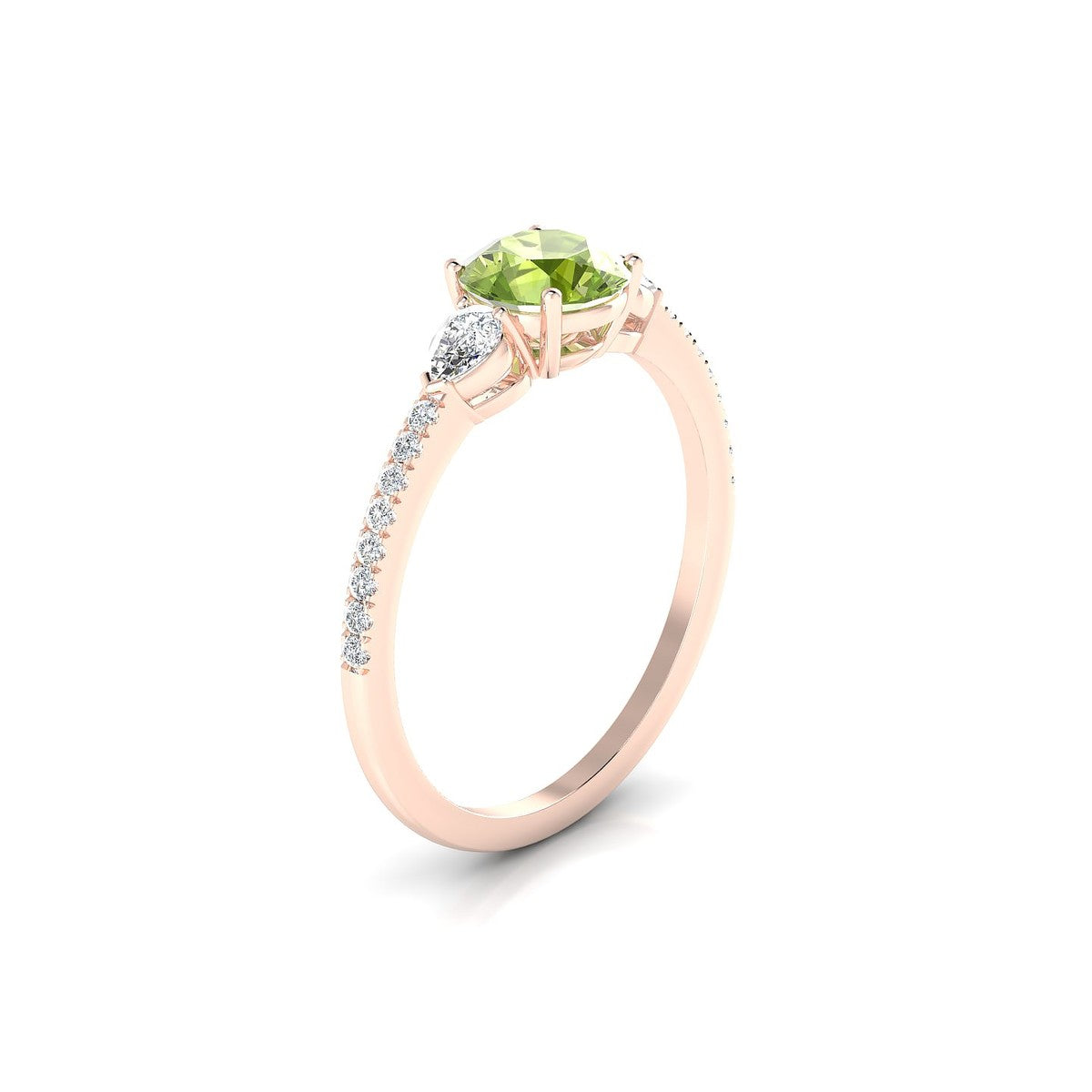 Waterfall | 18k Rose Gold 6 mm Round Peridot Ring
