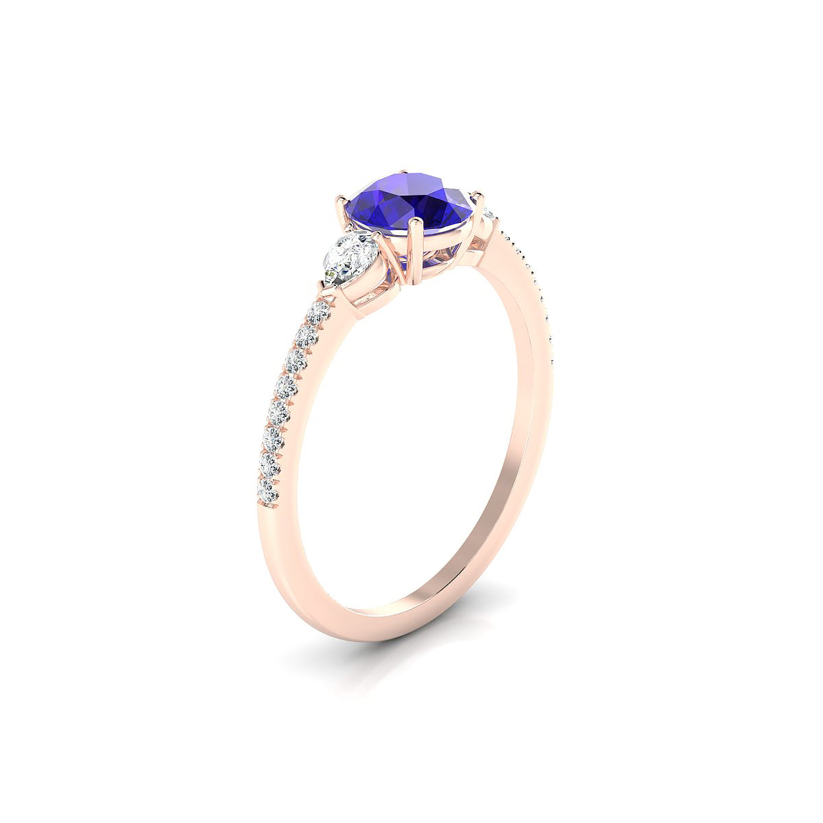 Waterfall | 18k Rose Gold 6 mm Round Tanzanite Ring