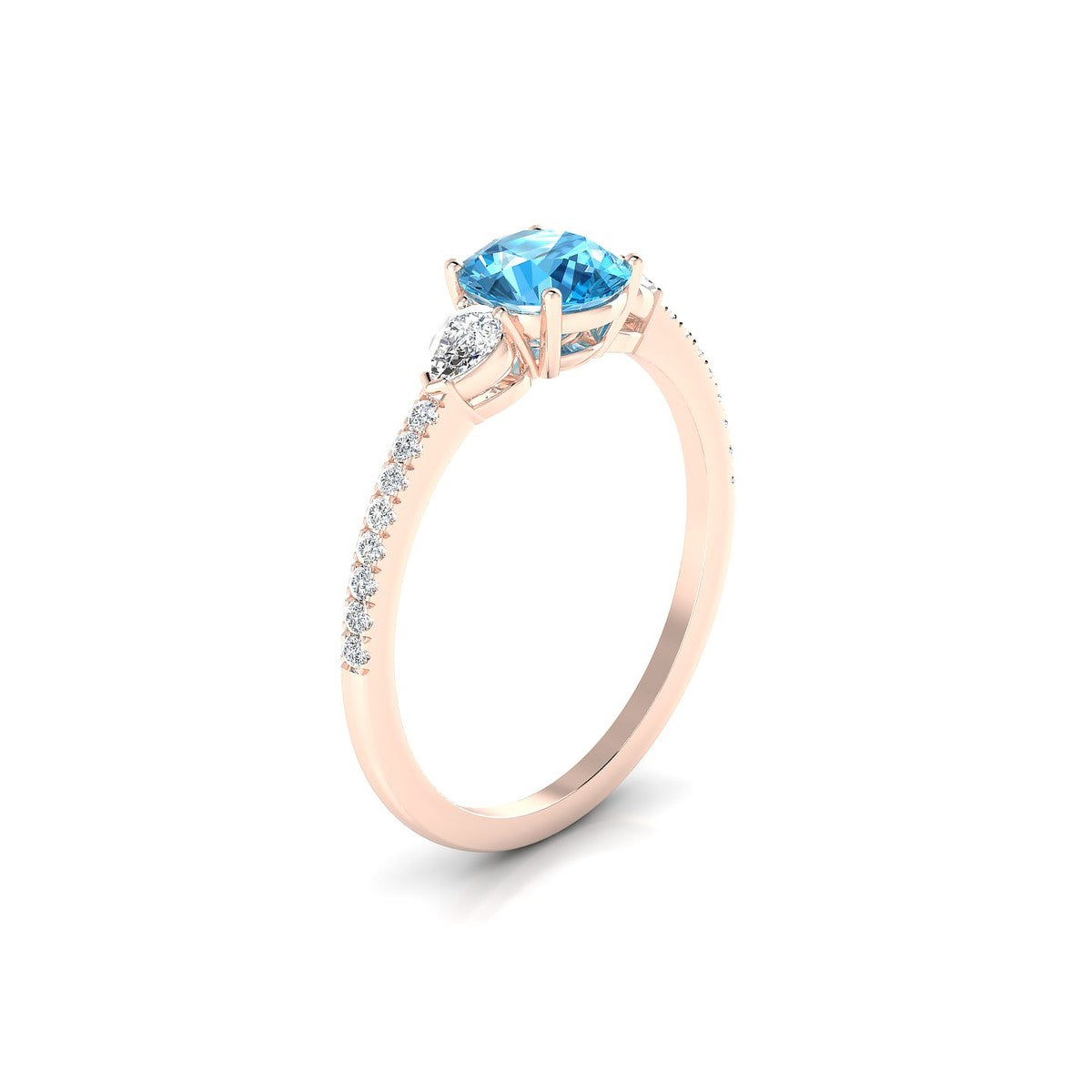 Waterfall | 18k Rose Gold 6 mm Round Topaz Ring