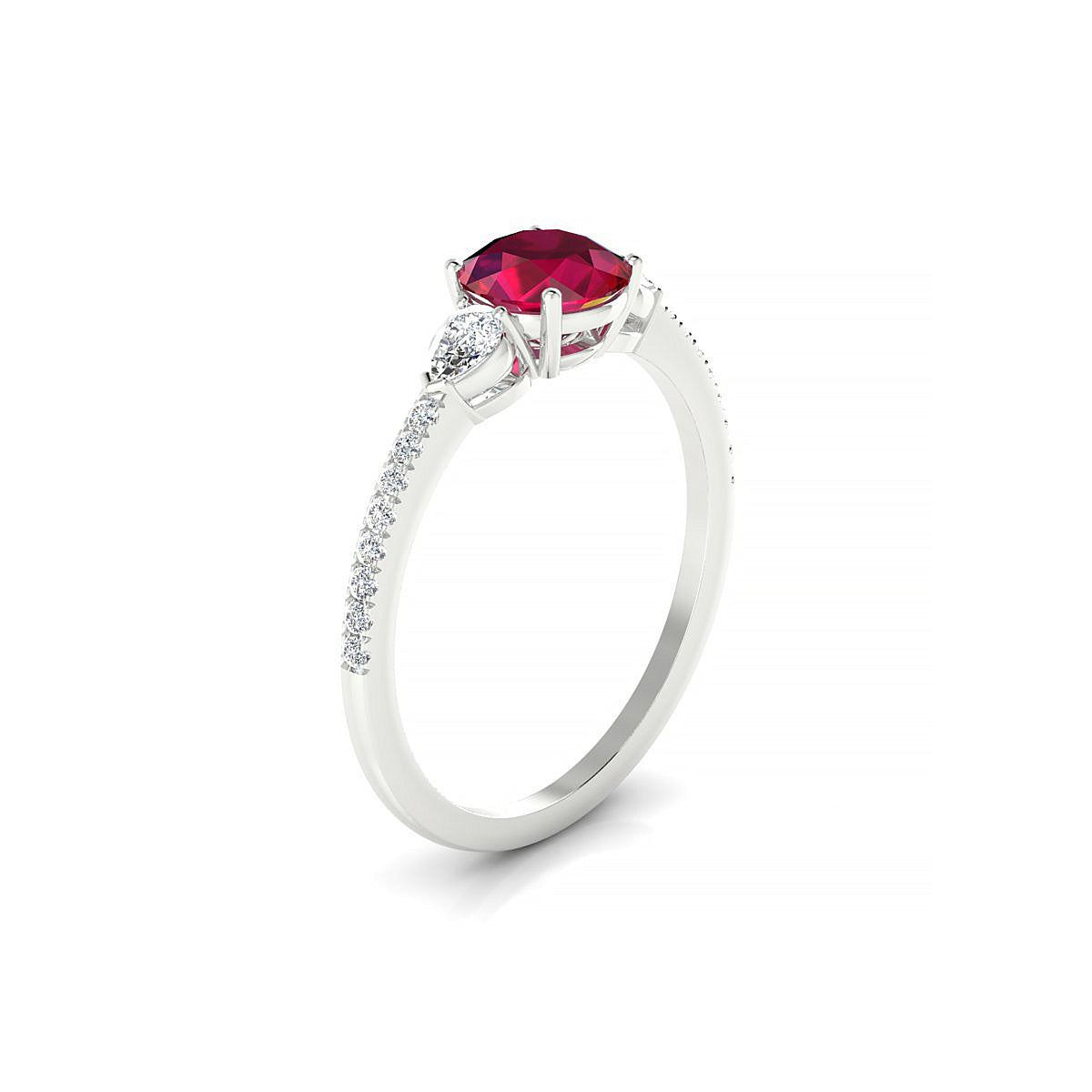 Waterfall | 18k White Gold 6 mm Round Ruby Ring