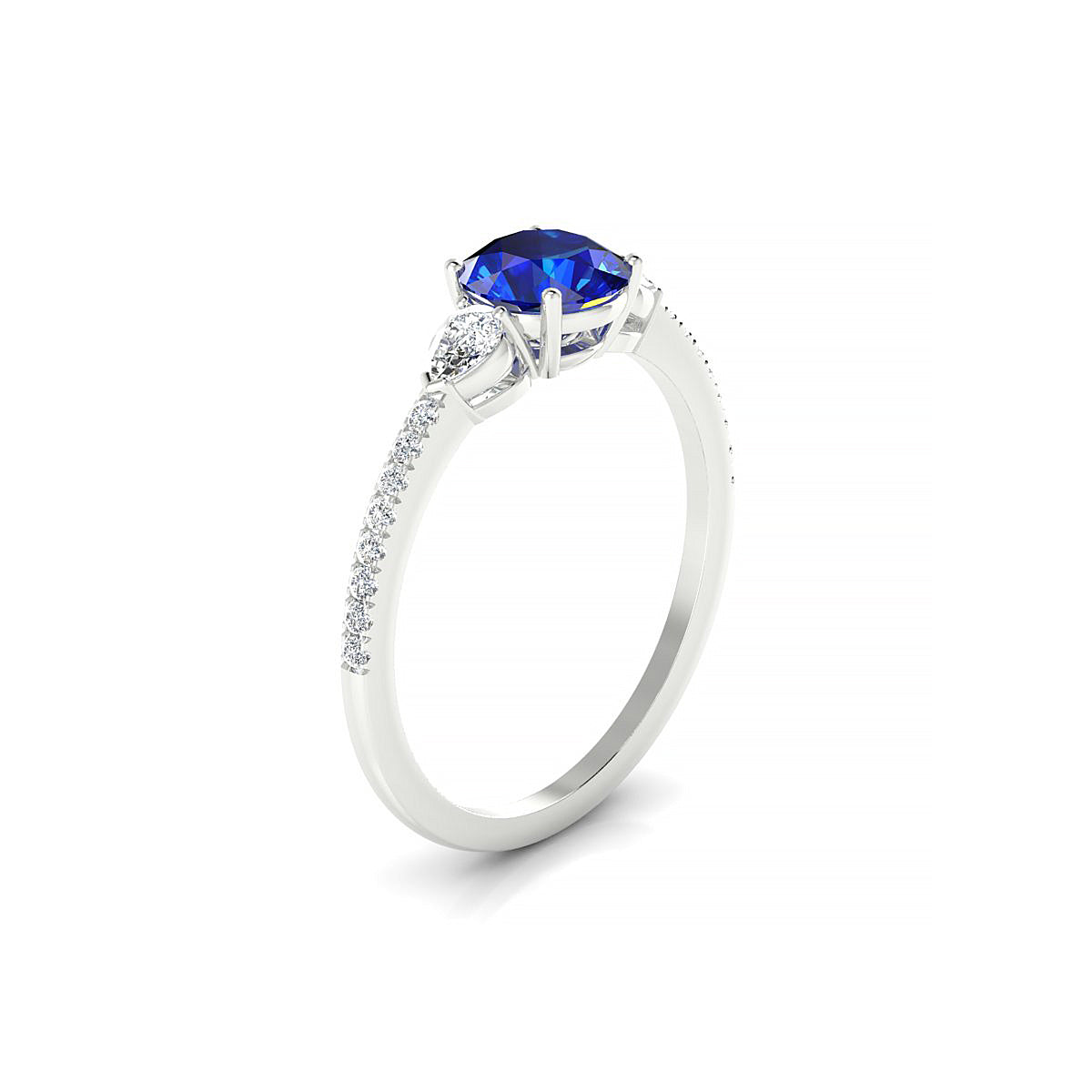 Waterfall | 18k White Gold 6 mm Round Sapphire Ring