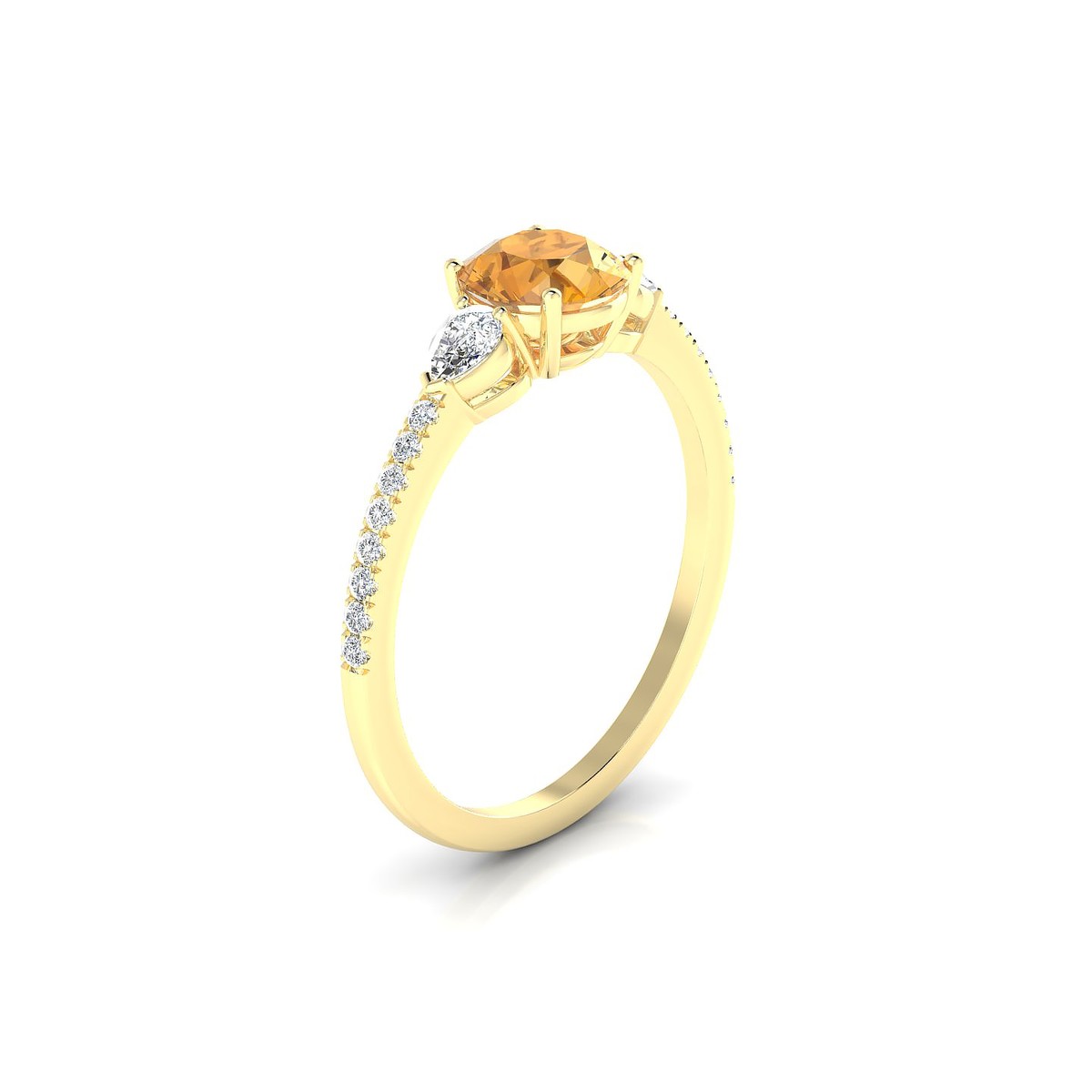 Waterfall | 18k Yellow Gold 6 mm Round Citrine Ring