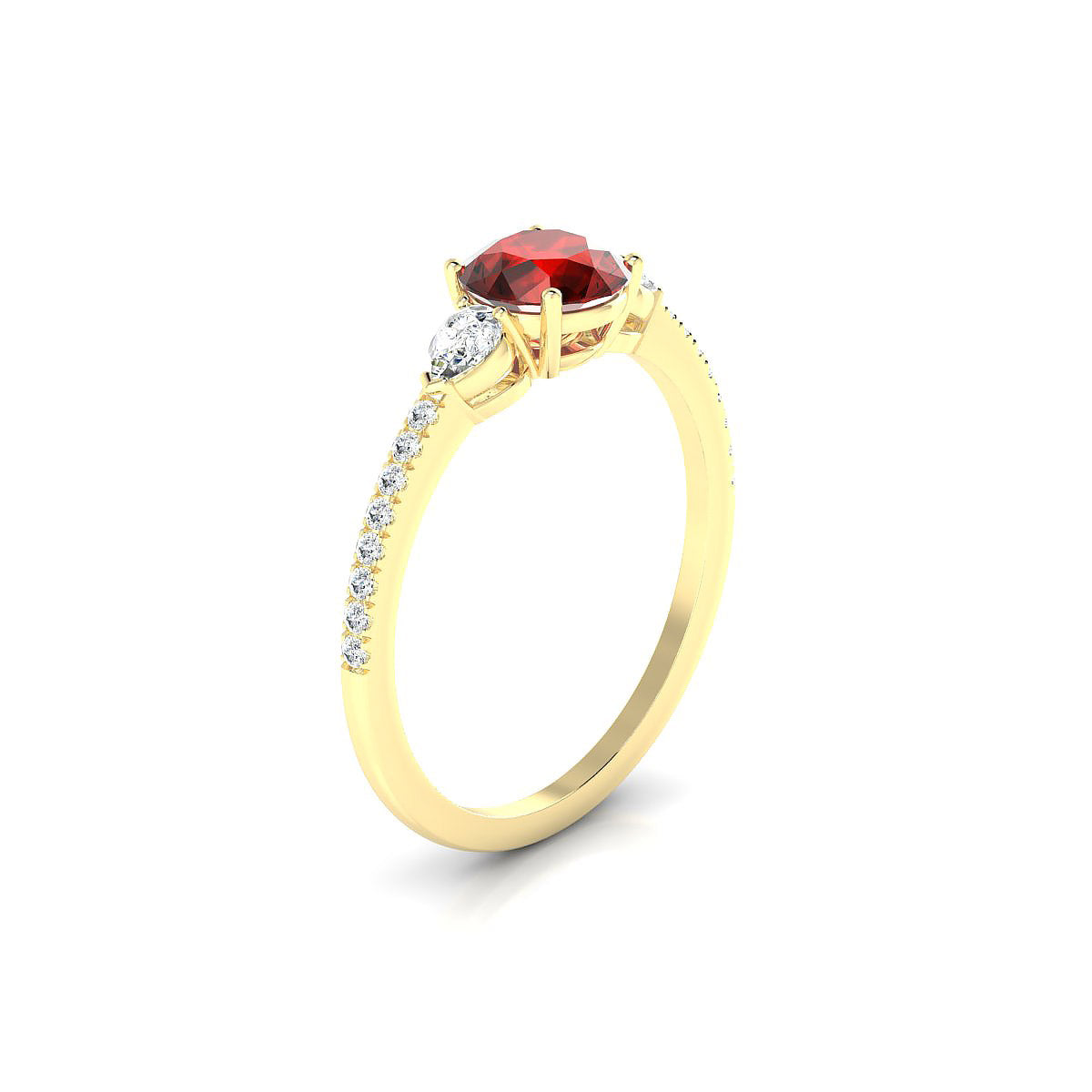 Waterfall | 18k Yellow Gold 6 mm Round Garnet Ring
