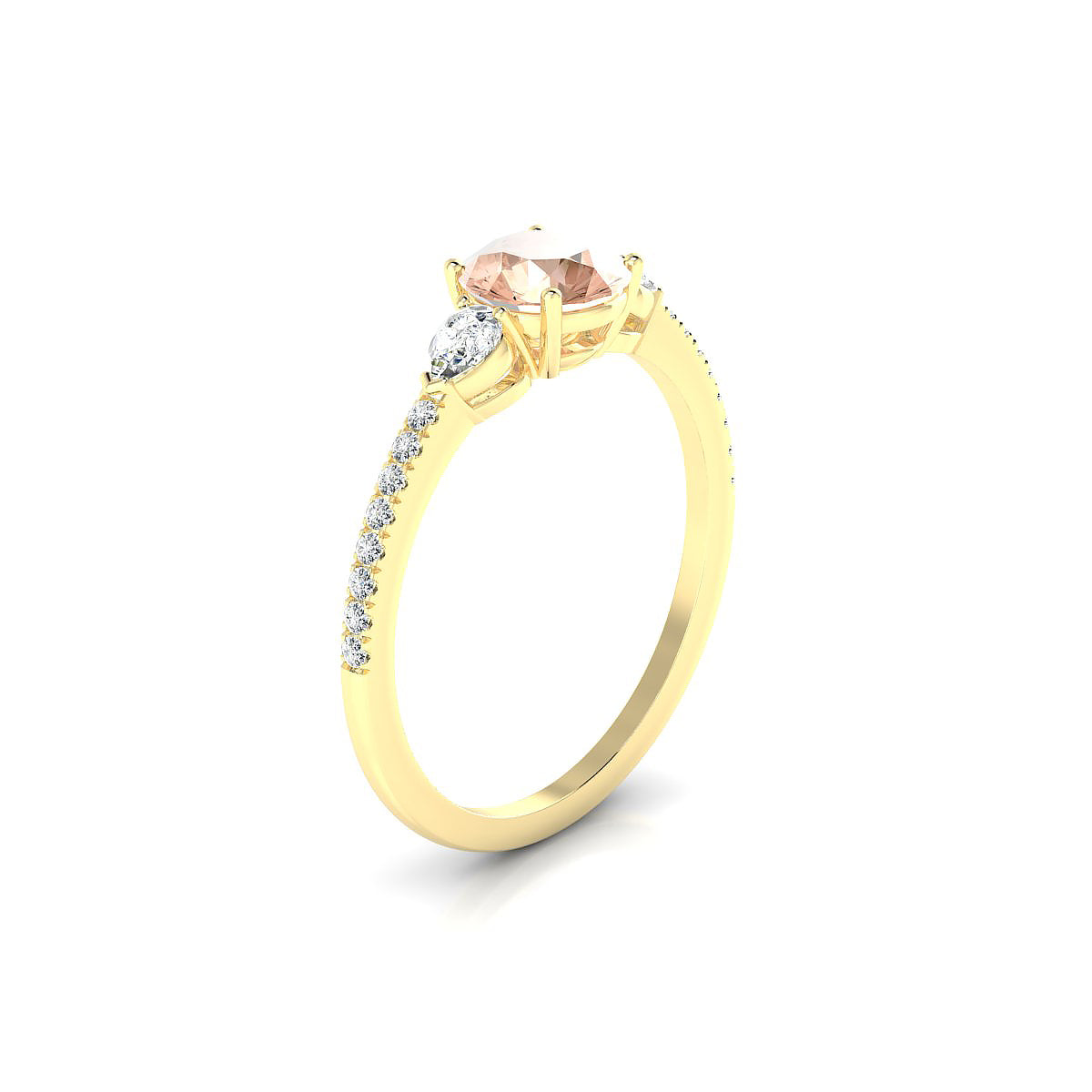 Waterfall | 18k Yellow Gold 6 mm Round Morganite Ring