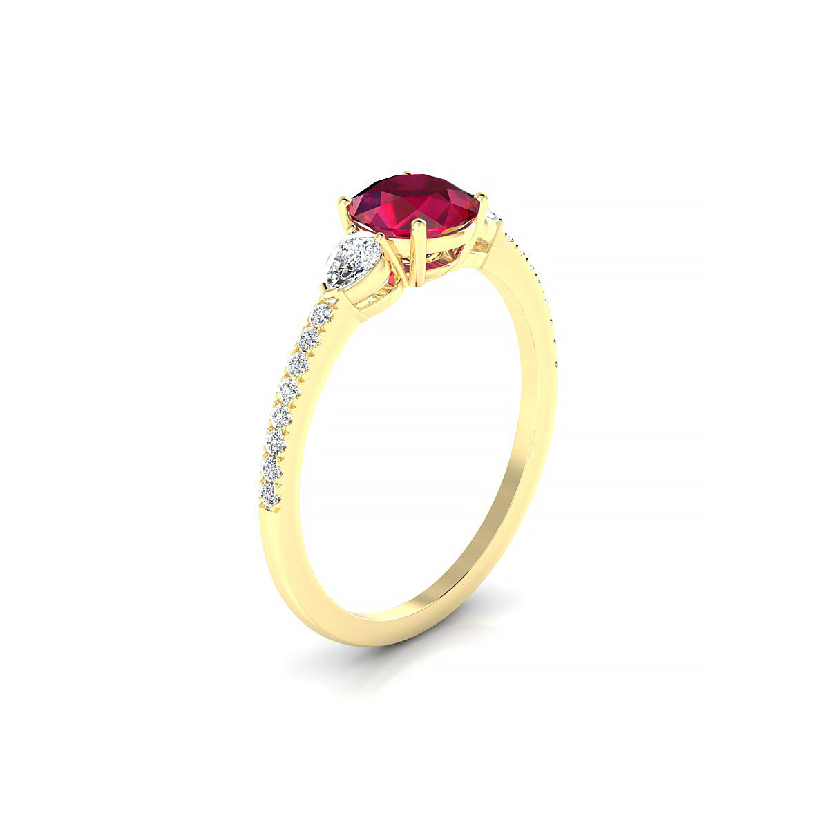 Waterfall | 18k Yellow Gold 6 mm Round Ruby Ring