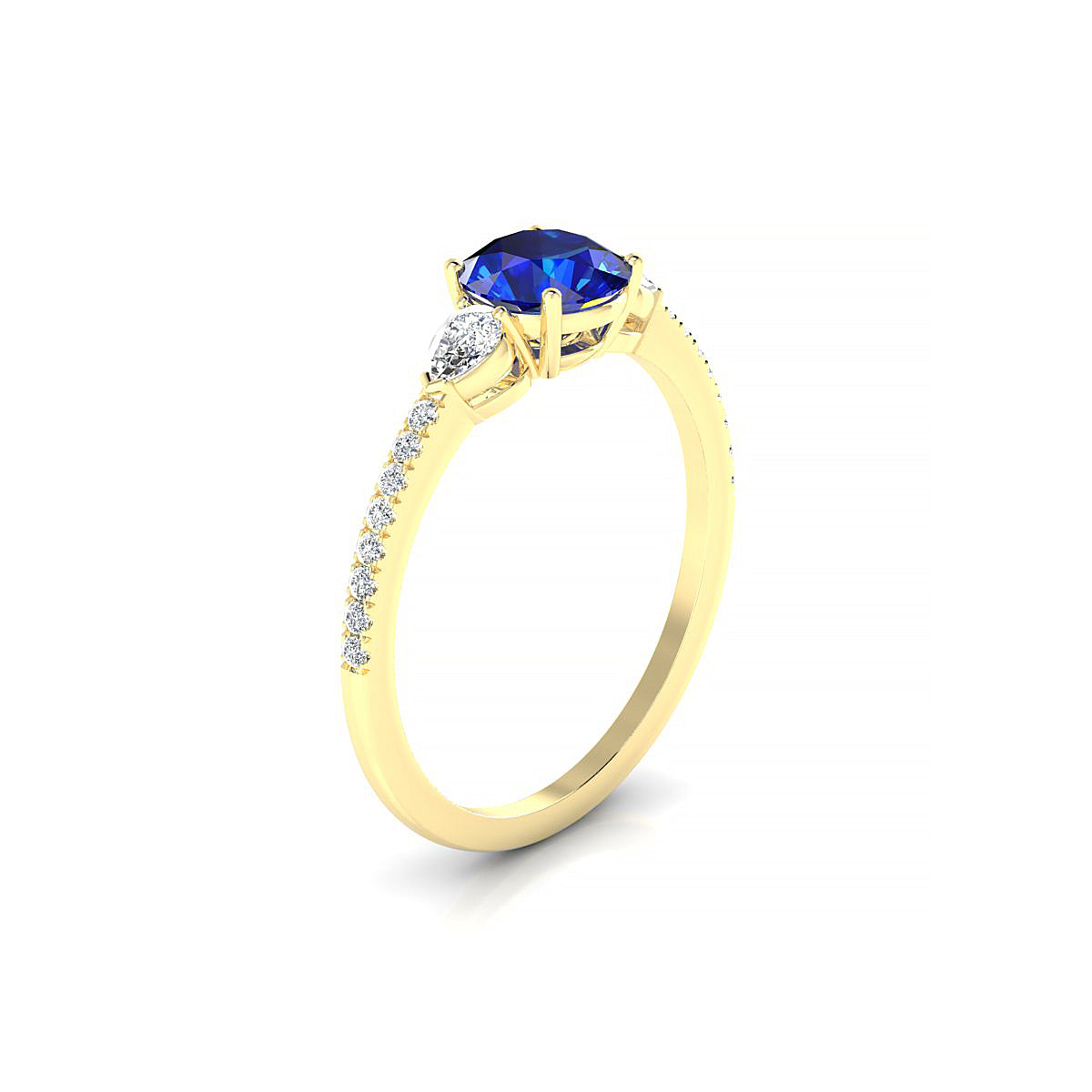 Waterfall | 18k Yellow Gold 6 mm Round Sapphire Ring