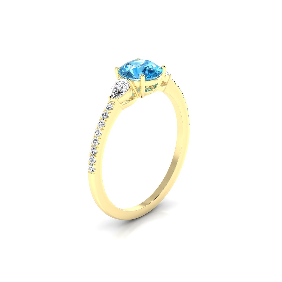 Waterfall | 18k Yellow Gold 6 mm Round Topaz Ring