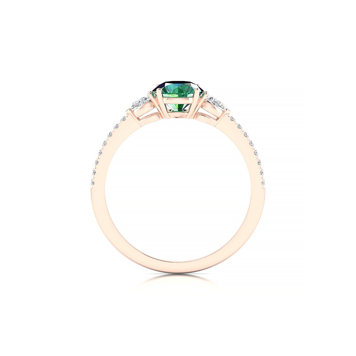 Waterfall | 18k Rose Gold 6 mm Round Emerald Ring