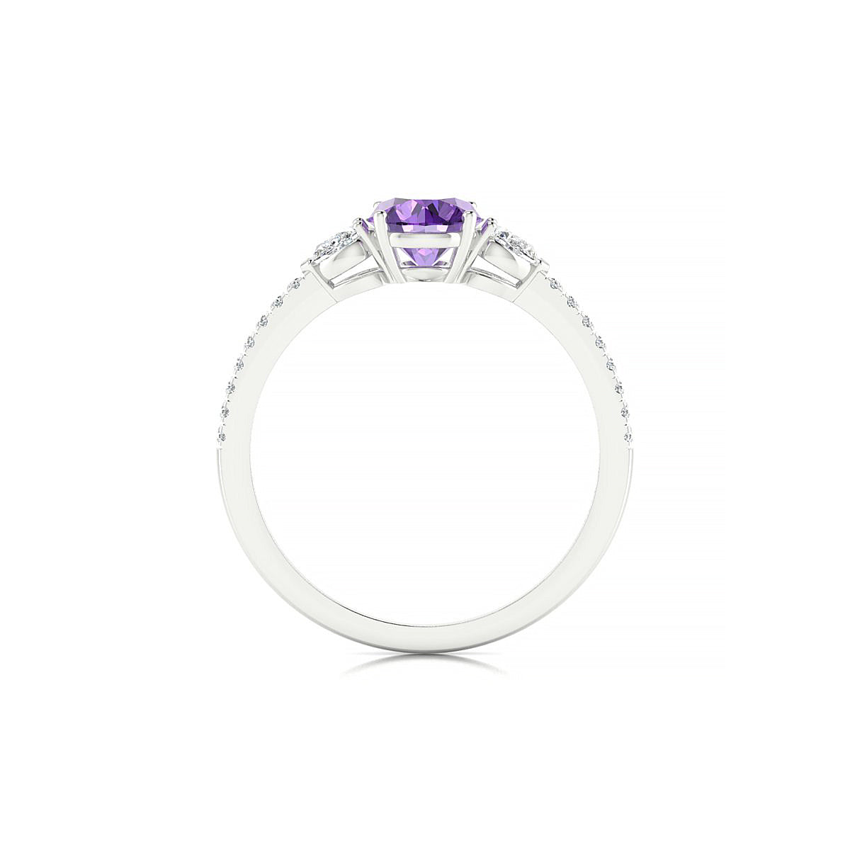 Waterfall | 18k White Gold 6 mm Round Amethyst Ring