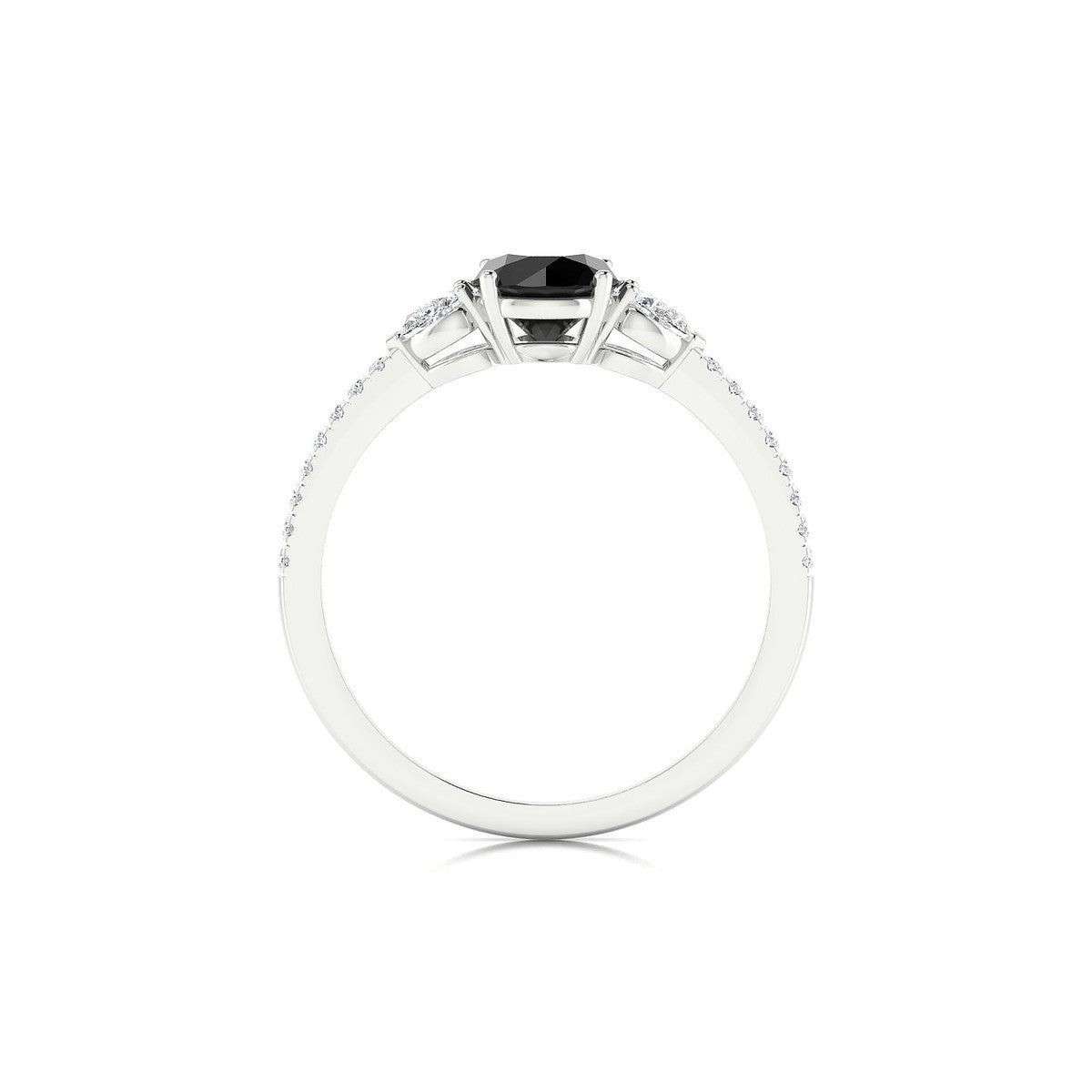 Waterfall | 18k White Gold 6 mm Round Black Diamond Ring