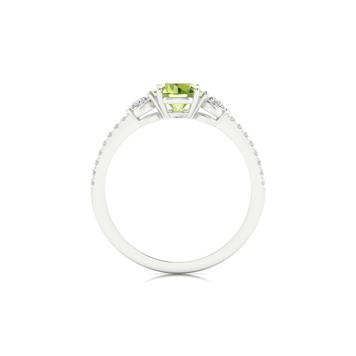 Waterfall | 18k White Gold 6 mm Round Peridot Ring