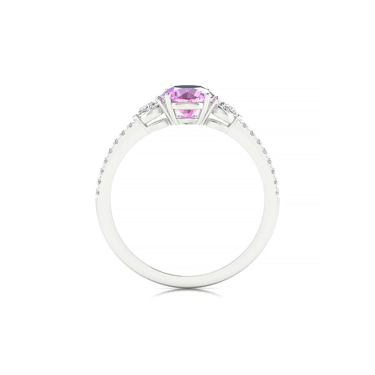 Waterfall | 18k White Gold 6 mm Round Pink Sapphire Ring