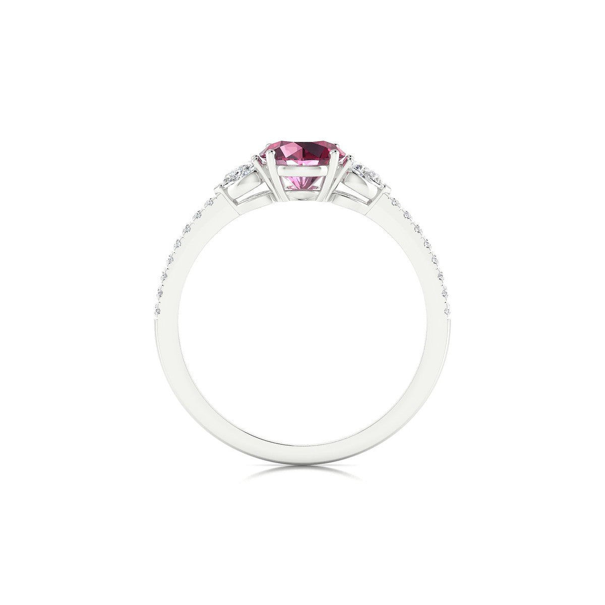 Waterfall | 18k White Gold 6 mm Round Rhodolite Ring