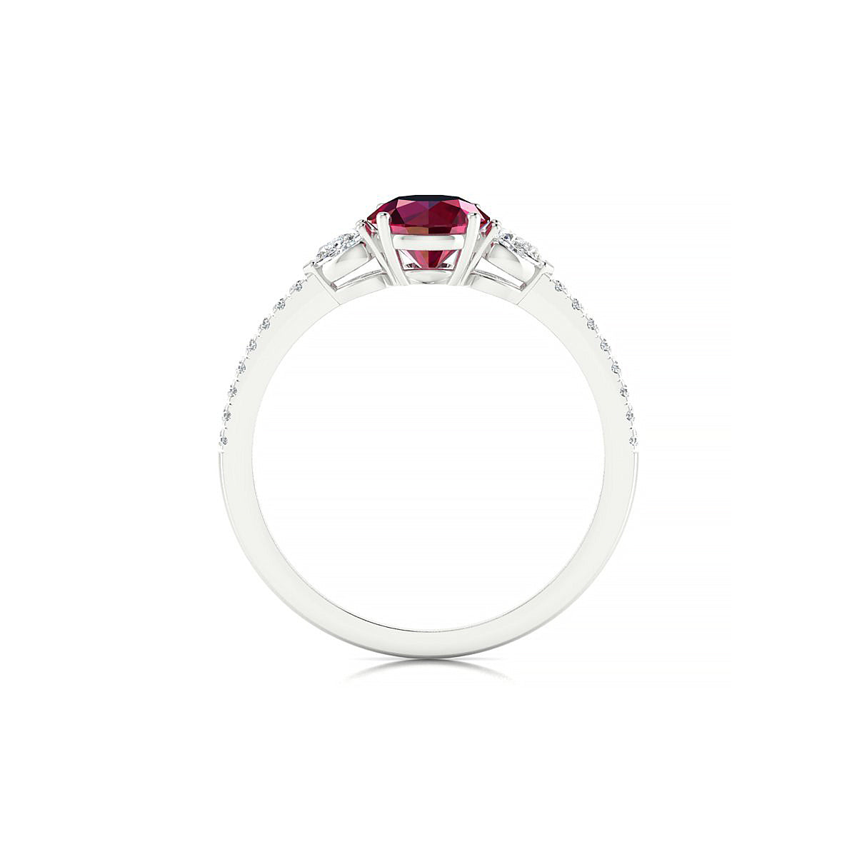 Waterfall | 18k White Gold 6 mm Round Ruby Ring